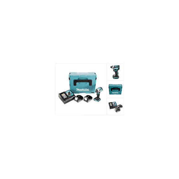 Makita Dtd 154 Rfj 18 V Li-ion Visseuse À Chocs Sans Fil Avec Boîtier Makpac + 2x Batteries Bl1830 3,0 Ah + Chargeur Rapide D