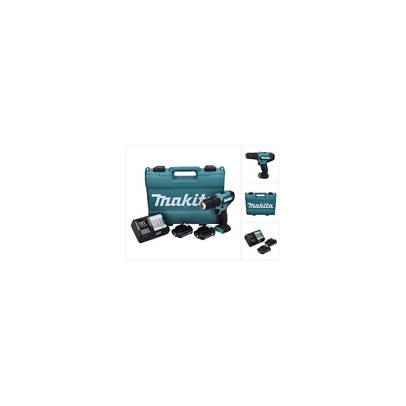 Makita Hp 333 Dwae  Perceuse-visseuse À Percussion  12 V 30 Nm + 2x Batteries 2,0 Ah + Chargeur + Coffret