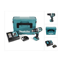 Makita Dhp 484 Ry1j 18v Brushless Li-ion Perceuse Visseuse À Percussion Sans Fil Avec Boîtier Makpac + 1x Batterie Bl 1820 2,
