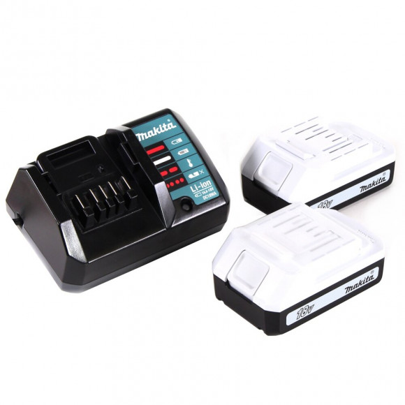 Makita Hp 457 Dwe 10 - 18 V Perceuse-visseuse Sans Fil + 2 X Batteries 1,3 Ah  + Chargeur + 74 Pièces D'accessoires + Coffret