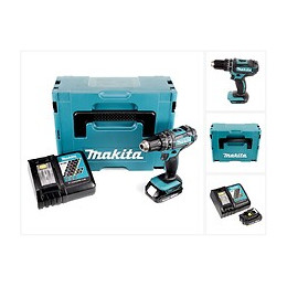 Makita Dhp 482 Y1j-p - 18 V Li-ion Perceuse Visseuse À Percussion Sans Fil Avec Boîtier Makpac + 1x Batterie Bl 1820 2,0 Ah +
