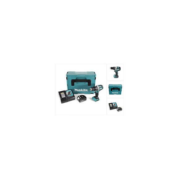 Makita Dhp 484 Rf1j Perceuse Visseuse À Percussion Sans Fil 18v Li-ion + 1x Batterie 3,0 Ah + Chargeur + Coffret Makpac