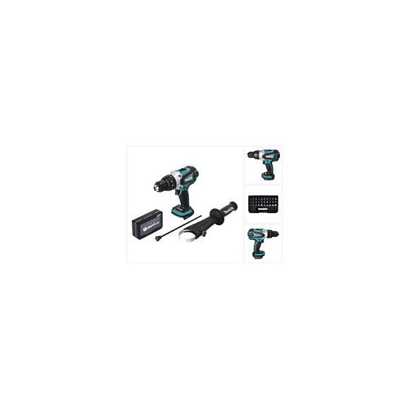 Makita Dhp 458 Z 18v Li-ion Perceuse-visseuse Sans Fil 91 Nm + Set D'embouts Édition Dinotech De 31 Pièces - Sans Batterie - 
