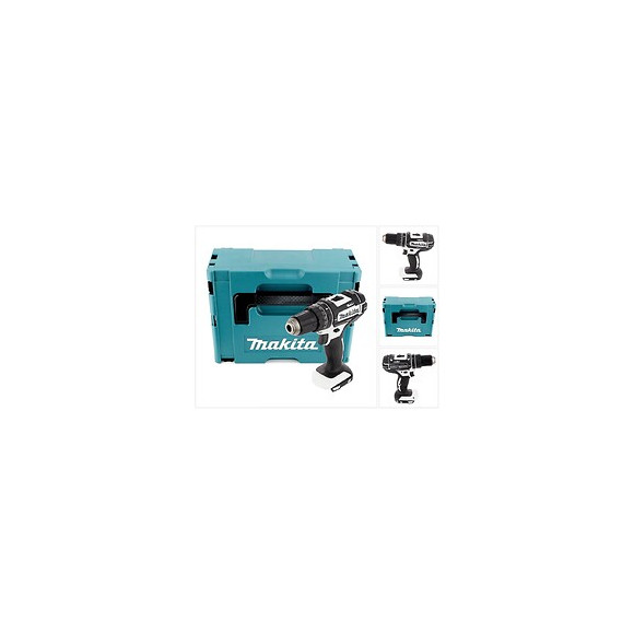 Makita Dhp 482 W Zj 18 V Perceuse Visseuse À Percussion Sans Fil Blanc + Boîtier De Transport Sans Batterie Ni Chargeur