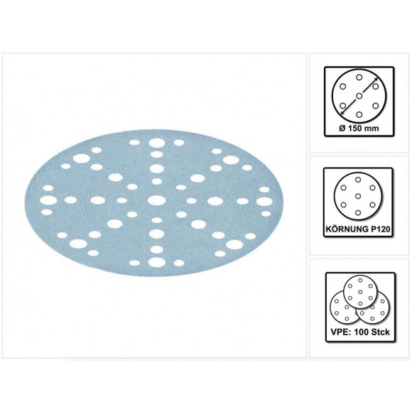 Festool Abrasifs Stf D150/48 P120 Gr/100 150 Mm / 100 Pièces. ( 575164 )