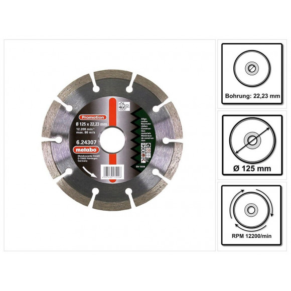 Metabo Sp-u Disque À Tronçonner Diamanté Universal Sp 125x22,23 Mm ( 624307000 ) Pour Meuleuse D'angle
