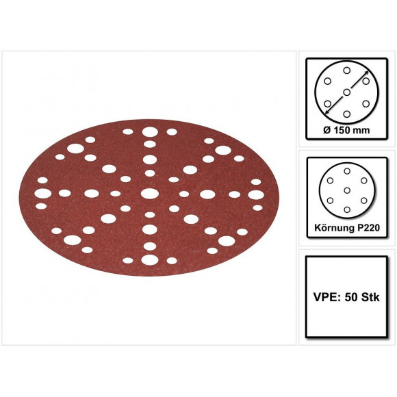 Festool Stf D150 / 48 Rubin 2 P220 150 Mm Disques Abrasifs - 50 Pièces (575193) Pour Ro 150, Es 150, Ets 150, Ets Ec 150, Lex 