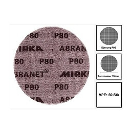 Mirka Abranet Disque Support Papier - Diamètre 150mm P80 - 50 Pièces. ( 5424105080 )