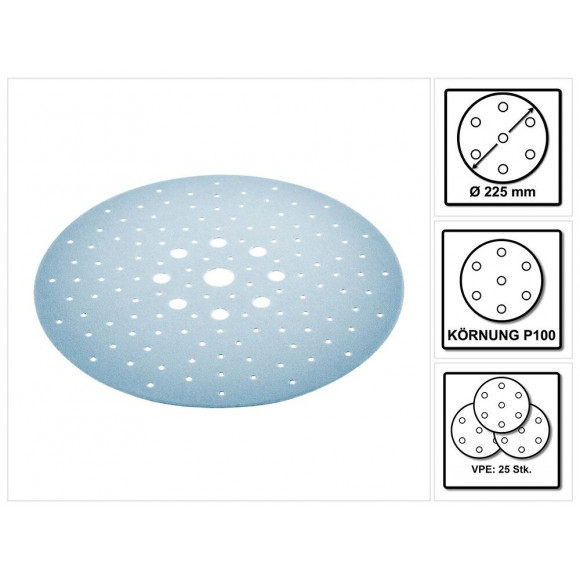 Festool Stf D225/128 Abrasif Granat P100 225 Mm - 25 Pièces ( 205656 ) Pour Ponçeuse Planex