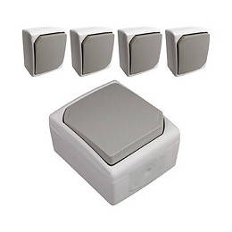 Lot De 5 Boutons Poussoirs Gris Clair - Ip54 - Nano