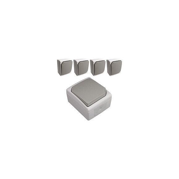 Lot De 5 Boutons Poussoirs Gris Clair - Ip54 - Nano