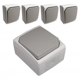 Lot De 5 Boutons Poussoirs Gris Clair - Ip54 - Nano