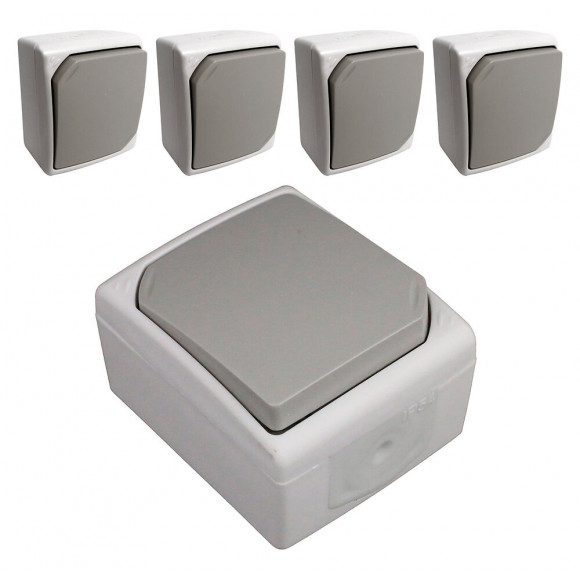 Lot De 5 Boutons Poussoirs Gris Clair - Ip54 - Nano