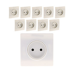 Lot De 10 Prises 2p 16a Borne-auto Vis + Griffes Blanc - Diwone