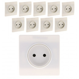 Lot De 10 Prises 2p 16a Borne-auto Vis + Griffes Blanc - Diwone