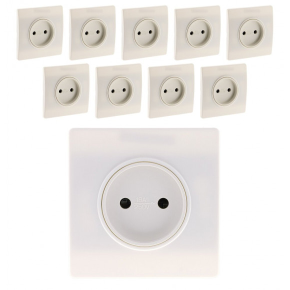 Lot De 10 Prises 2p 16a Borne-auto Vis + Griffes Blanc - Diwone