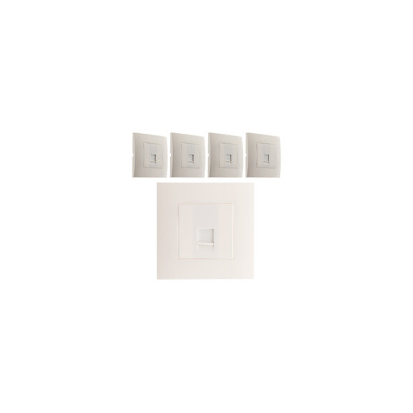 Lot De 5 Prises Tel. Rj 45 Cat.5 Montés Module Large -blanc - Simplea