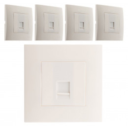Lot De 5 Prises Tel. Rj 45 Cat.5 Montés Module Large -blanc - Simplea