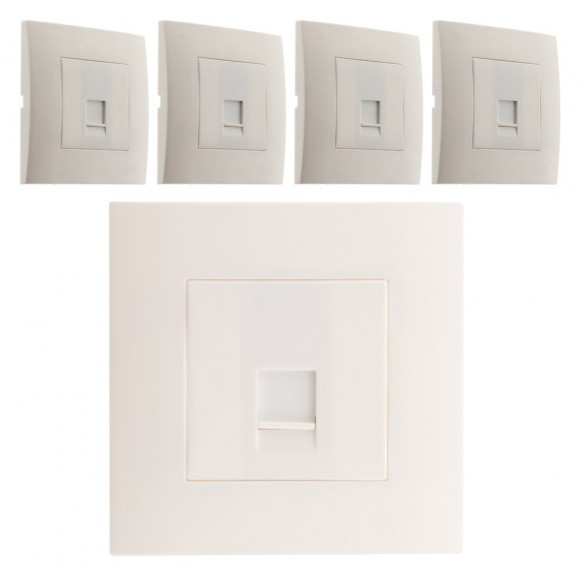 Lot De 5 Prises Tel. Rj 45 Cat.5 Montés Module Large -blanc - Simplea