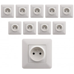 Lot De 10 Prises 2p+t 16a Simple Blanc - Artezo