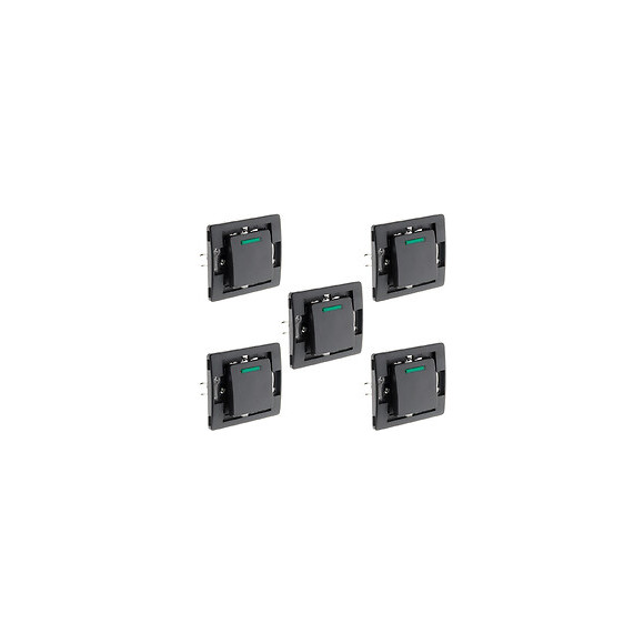 Lot De 5 Boutons Poussoirs À Voyant Bornes Auto - Composable -noir - Venus