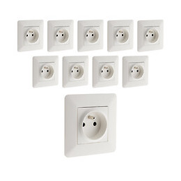 Lot De 10 Prises 2p+t 16a Simple Blanc - Artezo