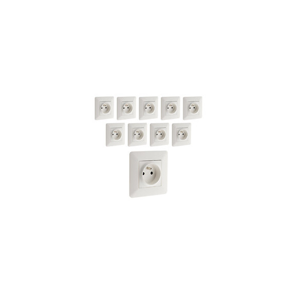 Lot De 10 Prises 2p+t 16a Simple Blanc - Artezo