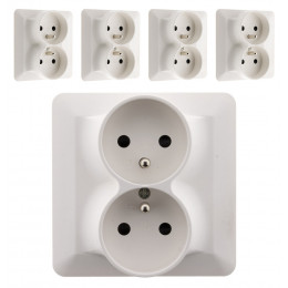 Lot De 5 Doubles Prises 2p+t 16a Monoposte Blanc - Artezo