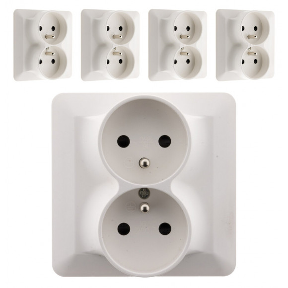 Lot De 5 Doubles Prises 2p+t 16a Monoposte Blanc - Artezo