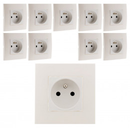 Lot De 10 Prises 2p+t Connexion Auto. Montés Module Large Blanc - Simplea