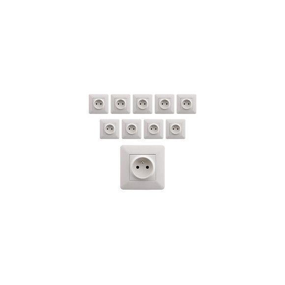 Lot De 10 Prises 2p+t 16a Simple Blanc - Artezo