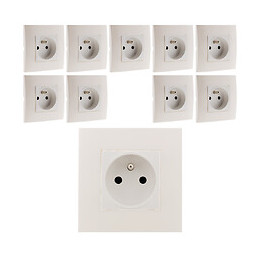 Lot De 10 Prises 2p+t Connexion Auto. Montés Module Large Blanc - Simplea