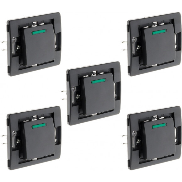 Lot De 5 Boutons Poussoirs À Voyant Bornes Auto - Composable -noir - Venus