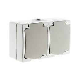 Double Prise 2p+t 16a Gris Clair Ip54 - Akya