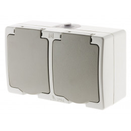 Double Prise 2p+t 16a Gris Clair Ip54 - Akya