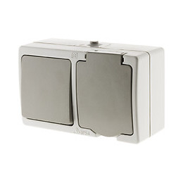 Mixte Morizontal: V & V+ Prise 2p+t 16a Gris Clair Ip54 - Akya