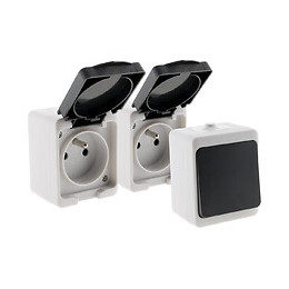 Lot Ip54 - Mini: 1 V&v + 2prises 2p+t