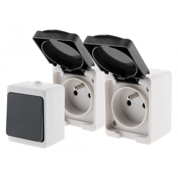 Lot Ip54 - Mini: 1 V&v + 2prises 2p+t