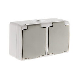 Double Prise 2p+t Horizontale Mini Ip54 Gris Clair