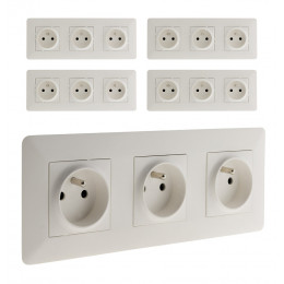 Lot De 5 Triples Prises 2p+t 16a Précâblée Blanc - Artezo