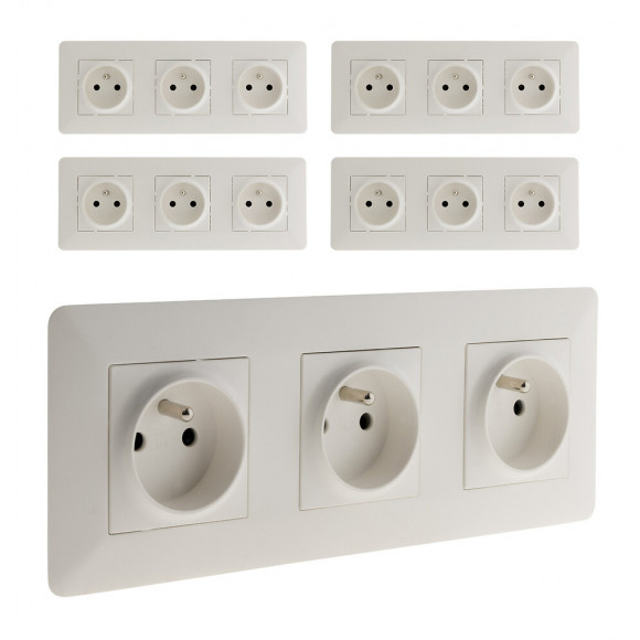 Lot De 5 Triples Prises 2p+t 16a Précâblée Blanc - Artezo