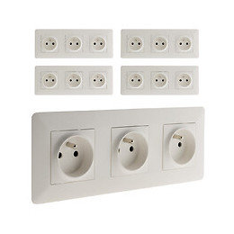Lot De 5 Triples Prises 2p+t 16a Précâblée Blanc - Artezo