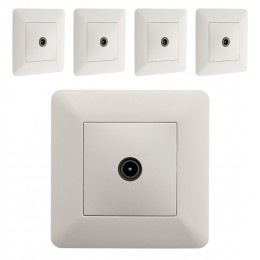 Lot De 5 Prises Tv Ø9,52mm Blanc - Artezo