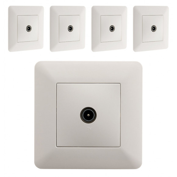 Lot De 5 Prises Tv Ø9,52mm Blanc - Artezo