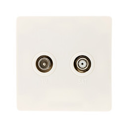 Prise Tv Ø9,52 + Satellite. Vis + Griffes Blanc - Diwone