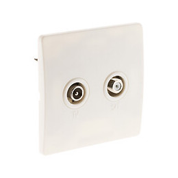 Prise Tv Ø9,52 + Satellite. Vis + Griffes Blanc - Diwone