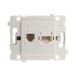 Prise Rj11 + Rj45 Nu Blanc - Clarys