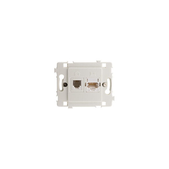 Prise Rj11 + Rj45 Nu Blanc - Clarys