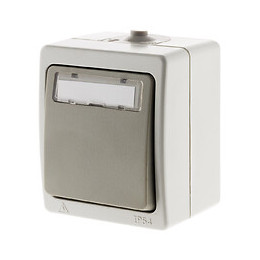 Bouton Poussoir Porte Étiquette Gris Clair Ip54 - Akya