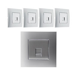 Lot De 5 Prises Tel. Rj 45 Cat.5 Montés Module Large - Silver - Simplea
